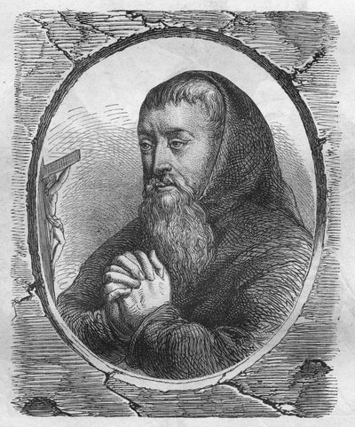 Portrett av François Joseph Le Clerc du Tremblay, marki de Maffliers, kjent som pater Joseph Capuchin, religiøs og fransk statsmann. av Artist Unknown