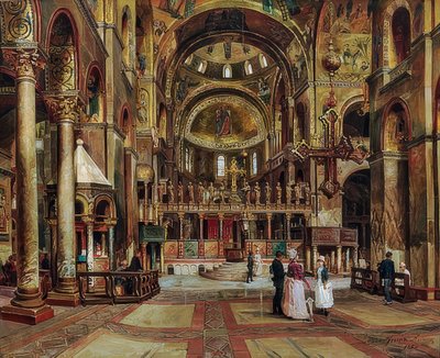Inne i Basilica di San Marco, Venezia. 1886 av Arturo Ferrari