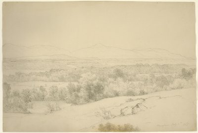 Landskap, Barrytown, New York, 1865 (grafitt med stumping på brunt papir) av Asher Brown Durand