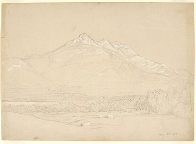 Mount Chocorua, New Hampshire, 1855 (grafitt og hvit gouache på forberedt beige papir) av Asher Brown Durand
