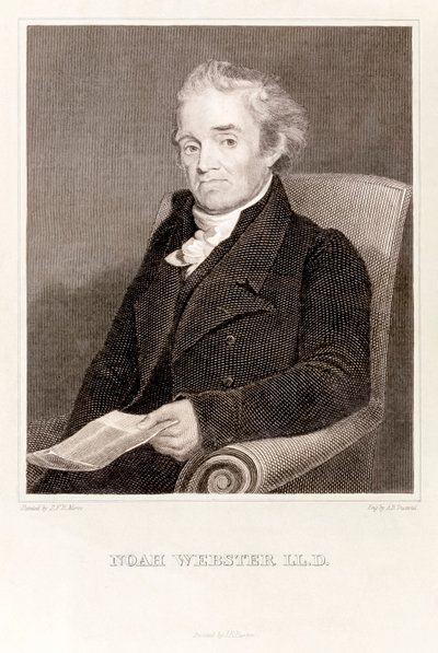Noah Webster: amerikansk leksikograf (gravering) av Asher Brown Durand