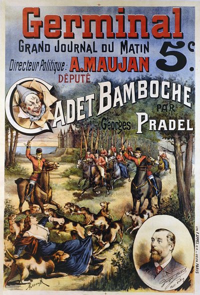 Plakat som reklamerer for avisen "Germinal" (farge litho) av Asnautte Asnautte