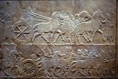 Ashurbanipal i slaget ved Til-Tuba, 650-620 f.Kr av Assyrian