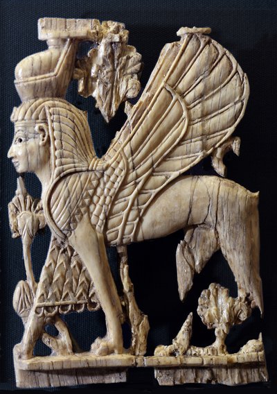 Winged Griffin with human face, Phoenician style ivory furniture decoration, Nimrud, 800-700 BC (ivory)   1126358   no       norwegian Successfully Translated  Original: Bismarck heads out, 2008 Translat: Bismarck heads out, 2008 1420799 no norwegian Succe av Assyrian
