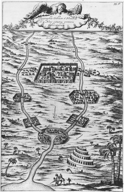 Mesopotamia, tigeren og Eufrat - i "" Tirris Babel", av Athanasie Kirecheri S.J., Amsterdam av Athanasius Kircher