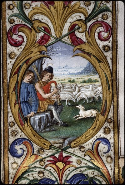 Thomas James Missal: detalj av en margmedaljong: hyrder. av Attavante degli Attavanti