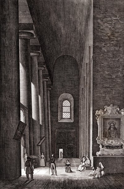 Sidegang til katedralen Nativita di Maria Santissima i Syracuse, Sicilia, Italia, kobbergravering, ca. 19x29 cm av Attilio Zuccagni Orlandini