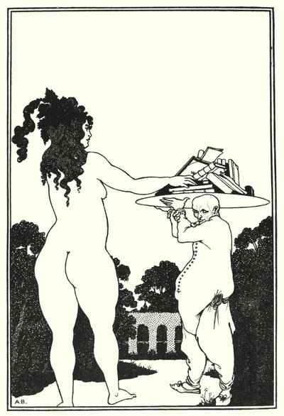 Aubrey Beardsleys bokplate (gravering) av Aubrey (after) Beardsley