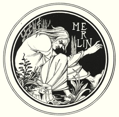 Merlin (gravering) av Aubrey (after) Beardsley
