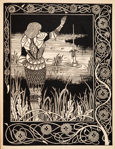 Hvordan Sir Bedivere kastet sverdet Excalibur i vannet av Aubrey Beardsley