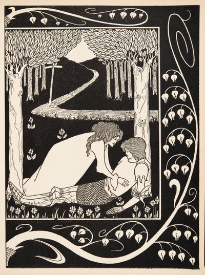 Hvordan Sir Launcelot ble kjent av Dame Elaine, 1894 (gravering) av Aubrey Beardsley