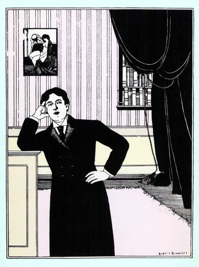 Oscar Wilde, cirka 1895 (silketrykk) av Aubrey Beardsley