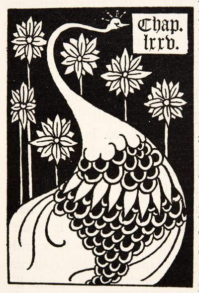Påfugl, kapitteloverskrift av Aubrey Beardsley