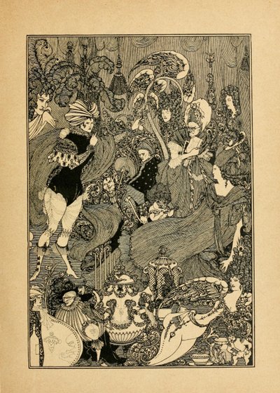 Låsens voldtekt. Illustrasjon for The Cave of Spleen av Alexander Pope av Aubrey Beardsley