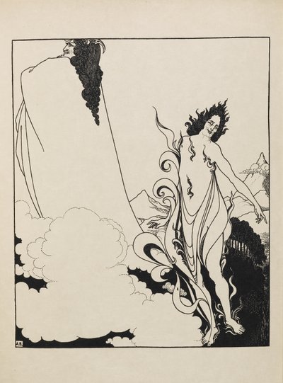 Det fjerde tablået av Rhinegold fra en bok med femti tegninger av Aubrey Beardsley