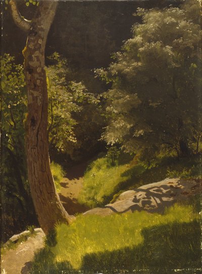 Parklandskap med hagesti (olje på lerret) av August Cappelen