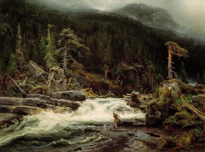 Waterfall in Telemark av August Cappelen