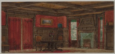 Gjengivelse for interiørdesign, ca 1880-1900. av August Frederick Biehle