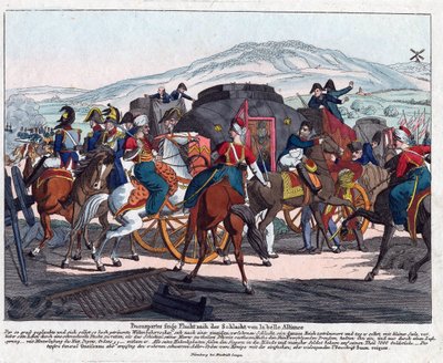Napoleons flukt etter slaget ved Waterloo (1815) - Campe, August Friedrich Andreas (1777-1846) - Etsning, akvarell - 21,5x26,3 - Privat samling av August Friedrich Andreas Campe