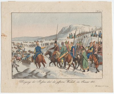 Den russiske hæren krysser Vistula i januar 1813, ca. 1815 av August Friedrich Andreas Campe