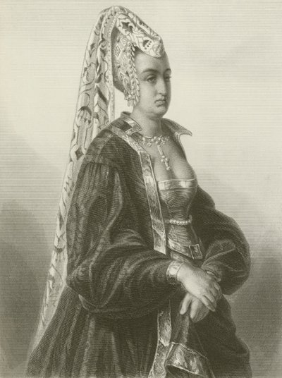 Konigin Isabeau (gravering) av August Friedrich Pecht