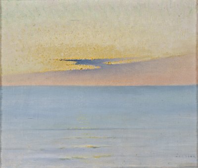 Sjø i solnedgang av August Hagborg