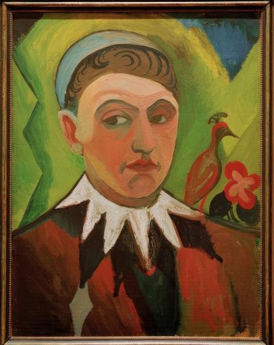 Klovne, karikert selvportrett av August Macke