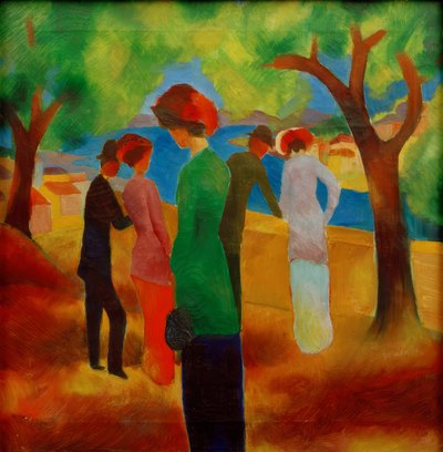 Dame i grønn jakke av August Macke