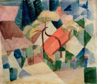 Landsbyhus i hager av August Macke