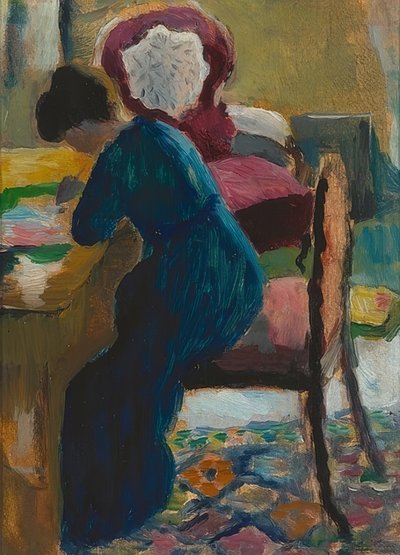 Elisabeth ved pulten. 1909/10 av August Macke