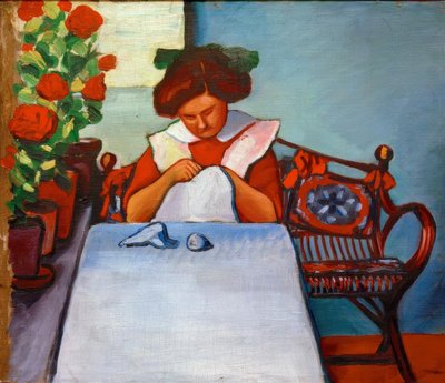 Grete Thuar ved bordet av August Macke