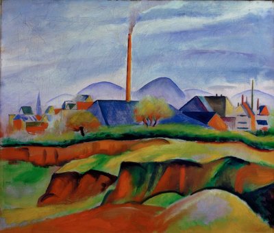 Landskap med fabrikk av August Macke