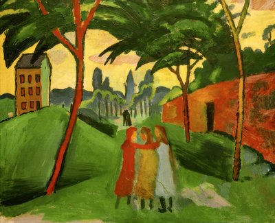 Landskap med tre jenter av August Macke