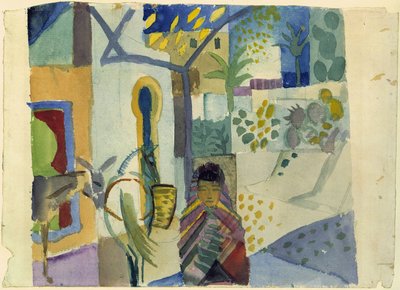 Jente med hest og esel av August Macke