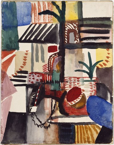 Mann med esel Tunisia, 1914 av August Macke