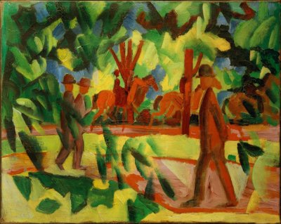 Ryttere og turgåere i alléen av August Macke
