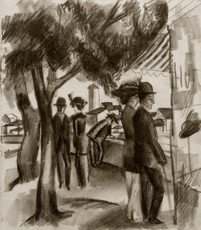 Turgåere under trær av August Macke