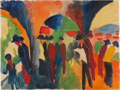 Under arbours of Thun (et motiv for en turgåer). 1913 av August Macke