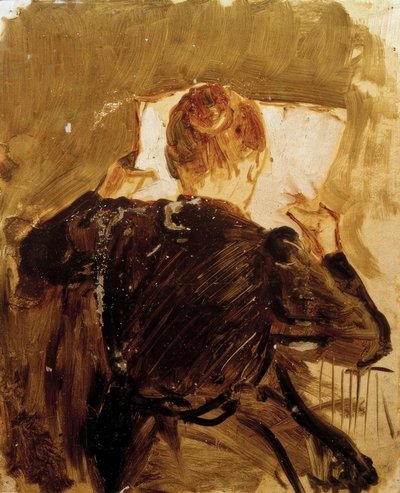 Kvinne leser avis av August Macke