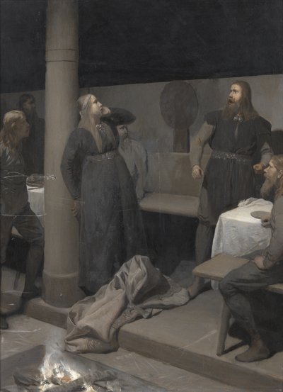 Historien om brente Njáll: Gunnar og Hallgerðr, ca. 1895. av August Malmström