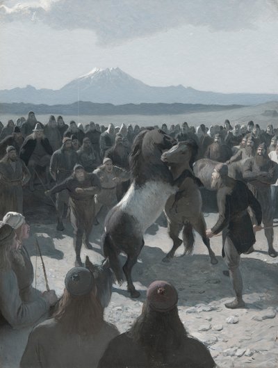 Historien om brent Njáll: Hestekampen ved Hliðarendi, 1880-årene. av August Malmström