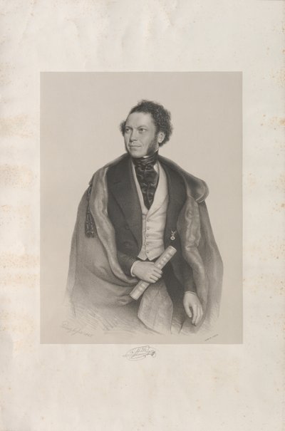 Portrett av komponisten og dirigenten Gottfried von Preyer 1807-1901, 1845. av August Prinzhofer