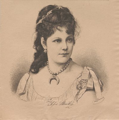 Portrett av pianist og komponist Sophie Menter 1846-1918, 1883. av August Schubert