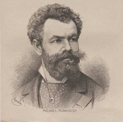 Portrett av kunstneren Mihály von Munkácsy 1844-1900, 1880. av August Schubert