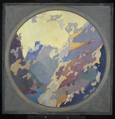 Canyon, ca. 1931 (olje på lerret på papp) av August Vincent Tack
