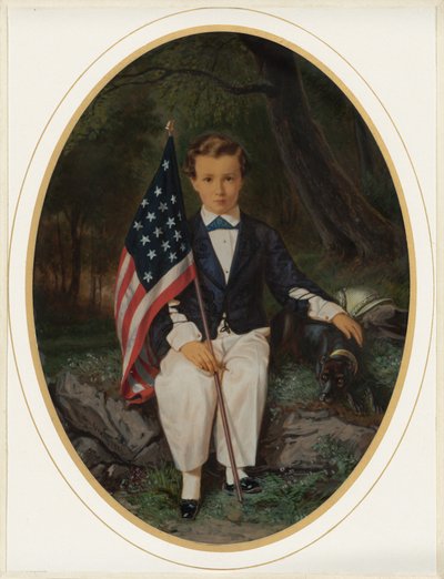 Portrett av en gutt som holder et flagg, 1859 (foto) av August Wenderoth