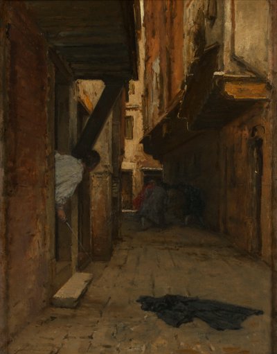 Gatekamp i en venetiansk bakgate av August von Pettenkofen