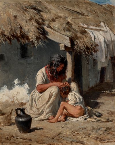 Ungarsk landsbyidyll av August von Pettenkofen