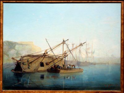 En seilbåt med akvarell av Auguste Aiguier (1819-1865) av Auguste Aiguier