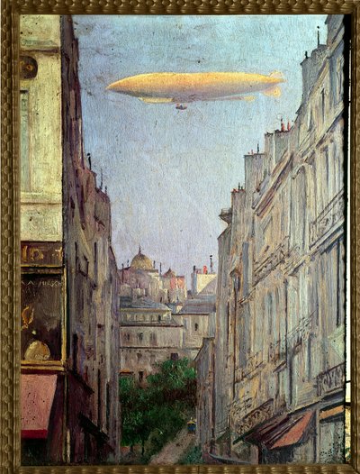 Luftskipsrepublikken"" over Paris i 1909"" Maleri av Auguste Alexandre Hirsch (1833-1912) 1909 Privat samling av Auguste Alexandre Hirsch